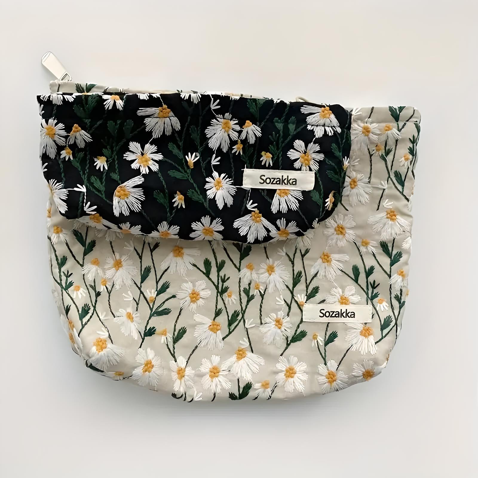 Andrea | Flower Embroidered Makeup Bag