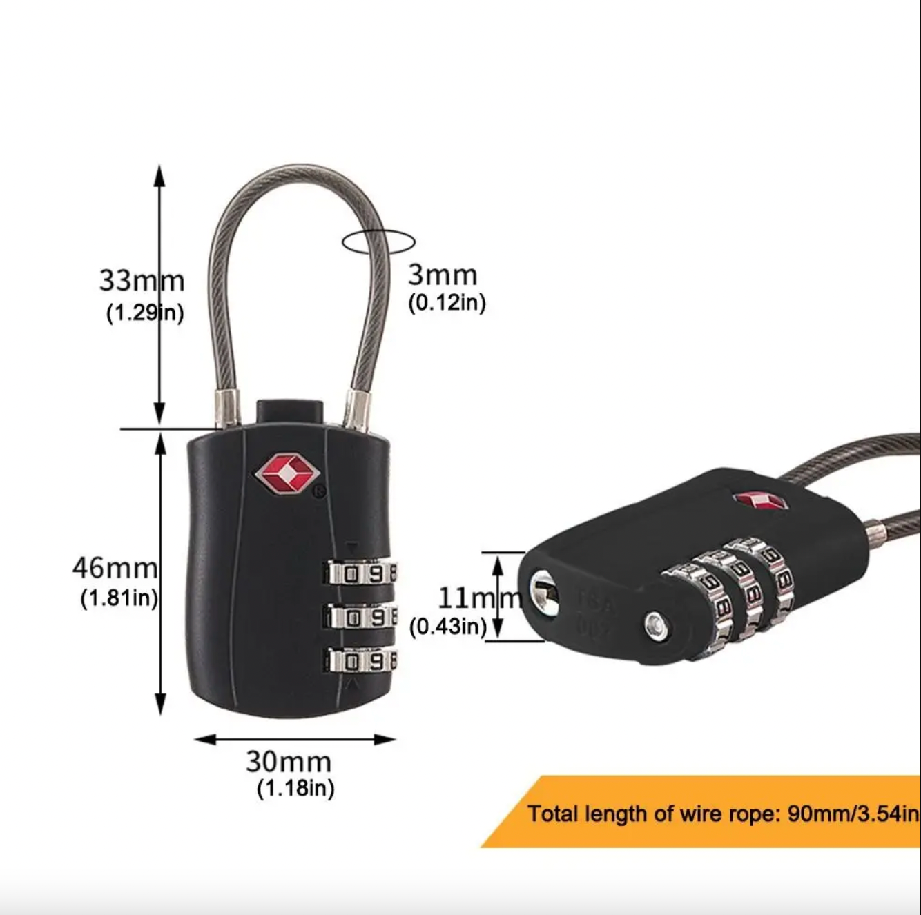 3-Digit Luggage Combination Lock | 2 Pack