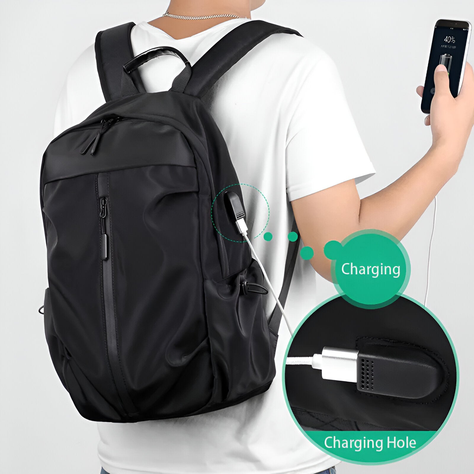 TravelMate Water-Resistant Charging Backpack